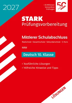 Produktbild von STARK Lösungen zu Deutsch - Mittlerer Schulabschluss (MSA) 2027 NRW - Prüfungsvorbereitung