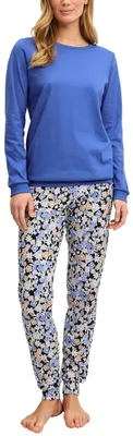 Produktbild von CALIDA Flower Dreams Bündchen-Pyjama Damen deep Cobalt 32-34