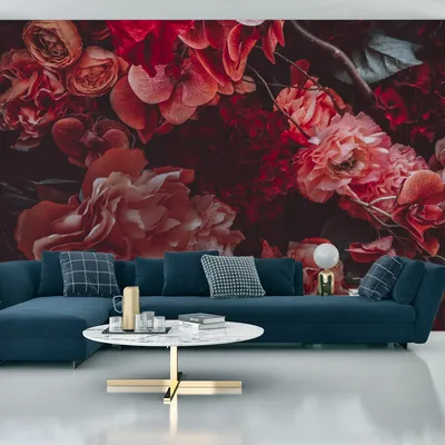 Gotische Fototapete Blumenschädel - 400x280 Cm Vlies Tapete 3D Effect