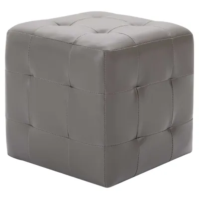 Image de vidaXL Pouf 2 pcs. Gris 30x30x30 cm similicuir