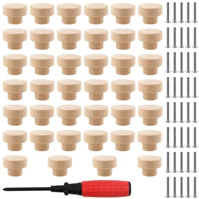 Image de Lot de 40 boutons en bois pour tiroirs et portes
