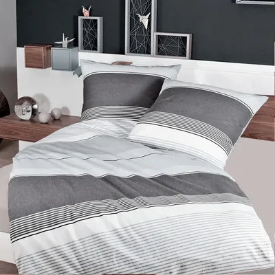 Produktbild von Janine Bettwäsche DAVOS Biber BL 155x220 cm silber Bettbezug Bettzeug