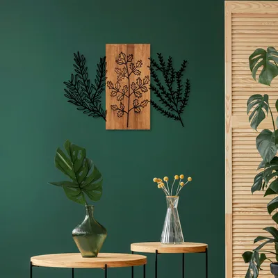 Immagine prodotto di Wallity, Triplo- SKL2466, colore noce,Nero, Altre decorazioni per la casa, 85 x 58 cm, 100% legno (spessore: 3 cm) / metallo (spessore: 1