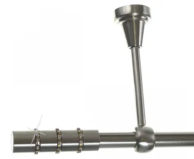 Produktbild von Gardinenstange Set Edelstahl Look Metall Ø 19mm zur Deckenbefestigung 1-lauf Kristall, Länge wählbar D18E67