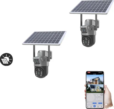 Zdjęcie produktu dla Domowa kamera bezpieczeństwa, zasilana energią słoneczną, z dwoma obiektywami, 2*EXF-WIFI Bez karty
