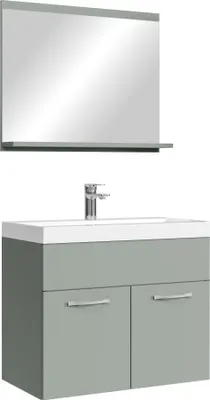 Produktbild von Badplaats Badmöbel Komplettset Montreal 02 60 x 35 cm Grün Matt - Badezimmermöbel mit Waschbecken und Spiegel