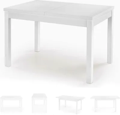 Produktbild von Esstisch Ausziehbar - 120-160 cm Lange - Weiß - Rechteckig - Für 4–6 Personen - Küchentisch - Holztisch für Esszimmer