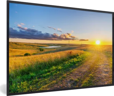 Produktbild von MuchoWow® Gerahmtes Poster Sonne - Natur - Landschaft 30x20 cm - Poster mit Schwarzem Bilderrahmen Wandposter Rahmen Foto Bilder - Kunstdruck - Bild-Poster