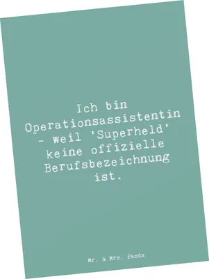 Produktbild von Mr. & Mrs. Panda Postkarte Spruch Operationsassistentin Heldin - Meeresbrise - Geschenk, Berufsliebe, Ansichtskarte, bildkarte, Geschenke mit Herz, Dokumentation, Beruf