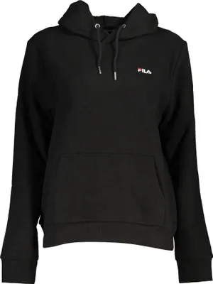 Produktbild von Damen Hoodie Schwarz Regular Fit aus Baumwolle mit Logo-Stickerei