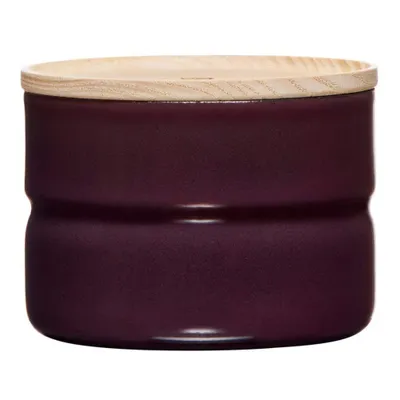 Produktbild von Riess Vorratsdose mit Eschenholzdeckel Ø8cm 0,19L Aubergine Emaille