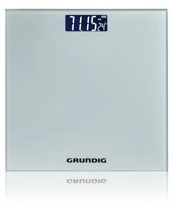 Zdjęcie produktu dla Waga osobowa Grundig z wyświetlaczem cyfrowym – waga do osób o wadze do 180 kg – waga do pomiaru masy ciała w kg/lb – waga osobowa z dokładnością do 500 g – waga cyfrowa z wyświetlaczem cyfrowym – kolor srebrny – szklana