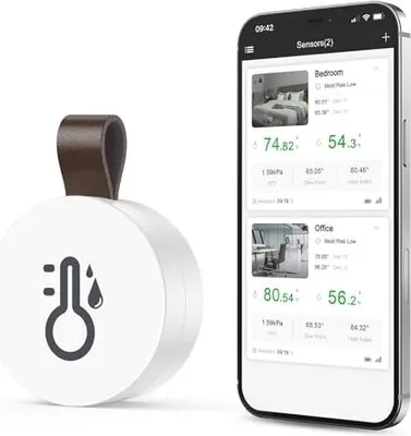 Produktbild von OQIMAX Bluetooth -Thermometer Hygrometer, Temperaturfeuchtigkeitsmesser App & Datenspeicherung, digitaler Sensorhaus, Gewächshaus, Weinkeller, Pack 1