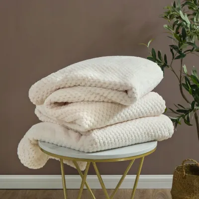 Produktbild von Creme Weiche Decke Tagesdecke Mikrofaser Sofa Decke Monte 75X150