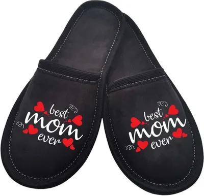 Produktbild von Textilpantoffeln mit der Aufschrift Best mom ever 39-40