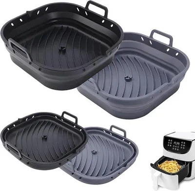Image de Moule en silicone pour friteuse à air chaud - 2 pièces - Accessoire carré XXL - 55 l / 64 l - Accessoire pliable - 22 cm