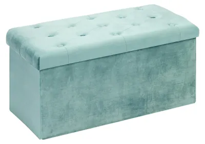 Productafbeelding van Opbergbank met fluwele bekleding en deksel, 80 x 40 x 40 cm, groen