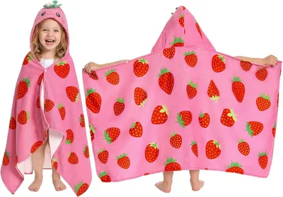 Imagen del producto de Toalla para bebé, bata de baño para niños, suave y de secado rápido, toalla-bata de microfibra con capucha, ideal para nadar en la playa, toalla para la playa