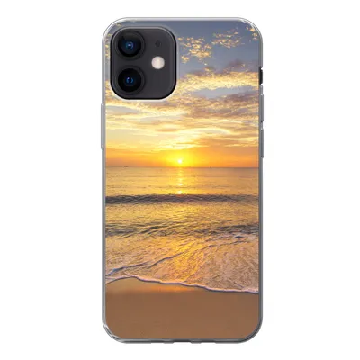 Produktbild von MuchoWow® Handyhülle Schutzhülle Hülle für iPhone 12 Strand - Sonnenuntergang - Meer Silikon Softcase Handy Hülle - Schutzhülle