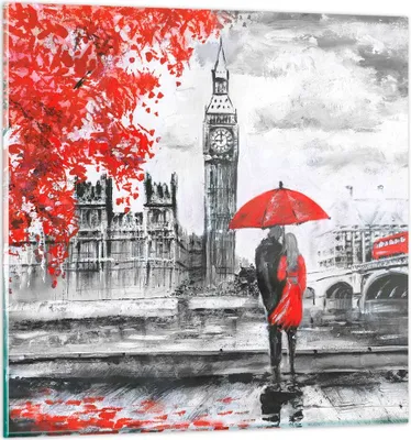 Produktbild von Bilder auf glas - London Architektur big ben - 70x70cm - Glasbilder - Wandbilder - Kunstdruck - zum Aufhängen bereit - Wanddekoration aus Glas - Glas Bilder - Wandbild auf Glas - GAC70x70-3153