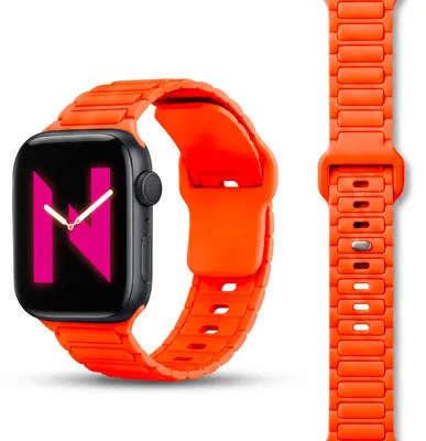 Obrázek produktu pro Náramek Pulse s 3D texturou pro Apple Watch SE/10/9/8/7/6/5/4/3/2/1, silikonový sportovní náramek, 38/40/41/42 mm - neonově oranžový