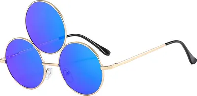 Produktbild von Sonnenbrille, Lustige Sonnenbrille mit Drei Runden Gläsern, Hip Hop UV Schutzbrille Third Eye Sonnenbrille (Dunkelblau)