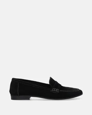 Image de VENEZIA - Pantoufles d'intérieur pour femmes, modèle mocassin, chaussures basses - Pantoufles en daim noir pour femmes, avec brides sur le dessus en velours véritable, couleur noire, taille 37