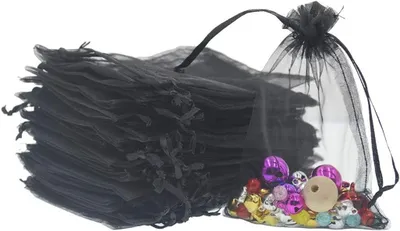 Produktbild von 100 Stück Organzasäckchen 11*16cm Organzabeutel Schmucksäckchen Hochzeit Geschenktüten für Hochzeit süßigkeiten Party