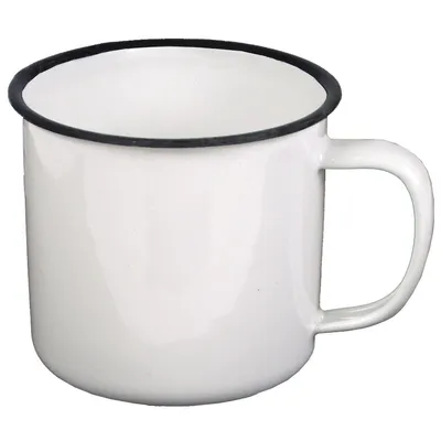 Zdjęcie produktu dla Kubek emaliowany FoxOutdoor, biało-czarny, ok. 350 ml
