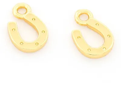 Produktbild von Vintageparts Anhänger als Hufeisen mit 18K Goldbeschichtung 8,5 x 5 mm 2 Stück