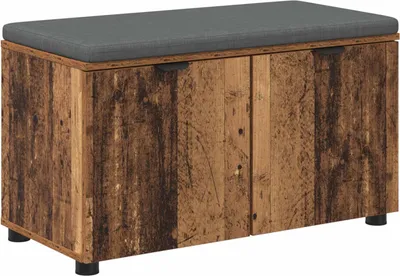 Produktbild von vidaXL Flurbank mit Kissen mit Regal mit Tür Altholz 80 x 38 x 46 cm