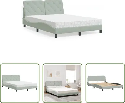 Produktbild von The Living Store Bett mit Matratze Hellgrau 120x200 cm Samt