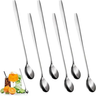 Produktbild von 6 Edelstahl-Löffel 19 cm für Eis, Latte, Dessert