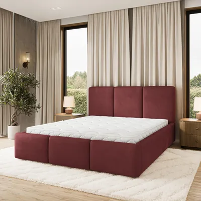 Produktbild von Masseno Polsterbett MORENA MGV 200x200 cm, Polsterbett mit Bettkästen - Rot, MAGIC VELVET 2266