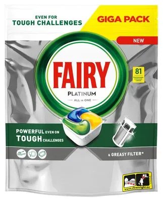 Obrázek produktu pro Fairy Platinum All in One Kapsułki do zmywarki Lemon, 81 sztuk (PRODUKT Z NIEMIEC)