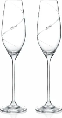 Produktbild von B.BOHEMIAN Sektgläser SWAROVSKI Kristall Luxury Dekor set 2er 210ml, Exklusiv Champagner Gläser und Prosecco gläser Cristallin Glas COSMIC