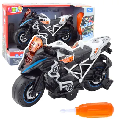 Image de Lean Toys Moto de course DIY Lumières rotatives Sons Noir