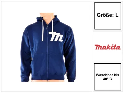 Produktbild von Makita Hoodie mit Reißverschluss Größe L ( 98P145 ) Farbe Blau