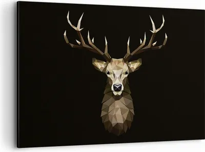Produktbild von Bild auf Leinwand - Leinwandbild - Einteilig - Geometrisch Hirsch Modern - 120x80cm - Wand Bild - Wanddeko - Wandbilder - Leinwanddruck - Bilder - Wanddekoration - Leinwand bilder - AA120x80-4215