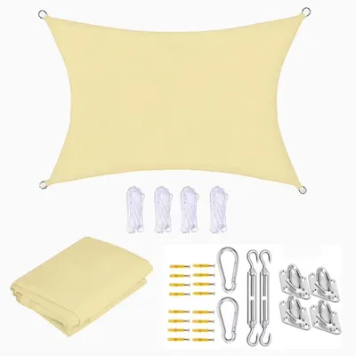Productafbeelding van Zonnescherm - Rechthoekig - Waterdicht - UV-bescherming - Oxford-stof - 4 x 5 meter - Beige