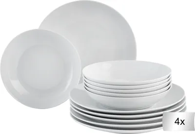 Produktbild von Tafelservice - Weiß - für 24 Personen - Porzellan - 48-teilig