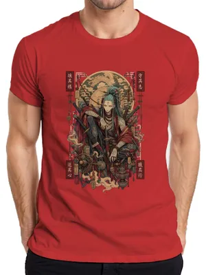 Produktbild von Samurai Ronin Katana Drache Japan Krieger Anime Tattoo Y2K Manga Herren T-Shirt, Rot, XXL
