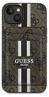 Produktbild von Guess 4G Stripes Case mit Magsafe Wallet für iPhone 15 Braun