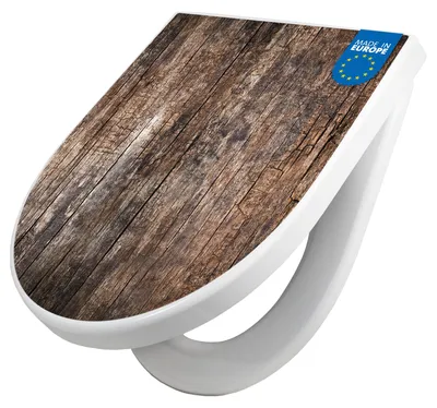 Produktbild von WC Sitz mit Absenkautomatik D Form Motiv Altes Holz [TDW3 10633]