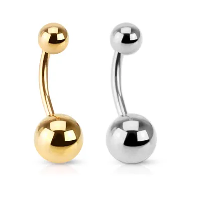 Produktbild von viva-adorno Bauchnabel Piercing 2er Set Banane Edelstahl in verschiedenen Farben und Größen Z497, 2er Set gold + silber