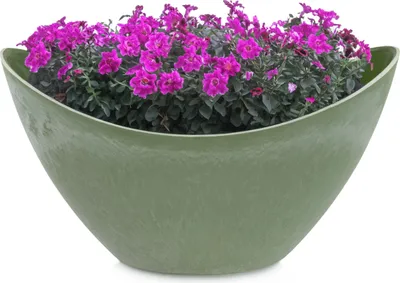 Image de Jardinière ovale 24 cm pour l'extérieur Jardinière décorative verte marbrée