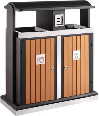 Produktbild von Abfallbehälter für Abfalltrennung draußen 2x50, EKO - Holz Optik