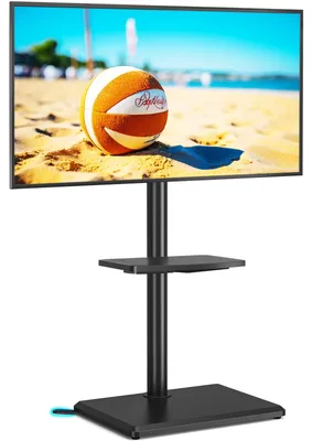 Obrázek produktu pro Otočný stojan na televizor pro televizory o velikosti 32-55 palců, s nosností až 40 kg, s nastavitelnou výškou a černou dřevěnou základnou