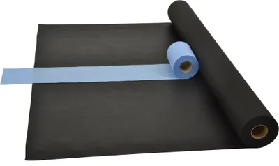 Produktbild von Sensalux Kombi-Set 1 Tischdeckenrolle 1,5m x 25m schwarz + Tischläufer 15cm hellblau