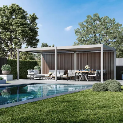 Produktbild von Weide WPC Sichtschutzwand Holzoptik Teak für Pergola